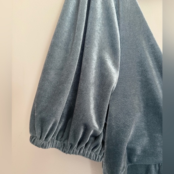 Vylette Slate Blue Velvet Babydoll Mini Dress Size XL Romantic Cottagecore Y2K - Picture 4 of 6